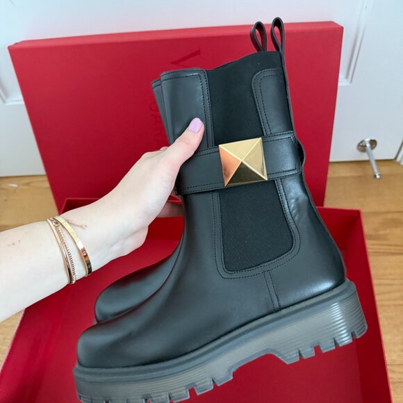 NWT Valentino Garavani Beatle 45 Ankle Boots One Stud Chunky Rubber Lug Sole - Picture 9 of 12